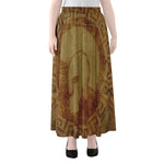 Ancient Spartan Helmet Print Chiffon Maxi Skirt