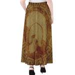 Ancient Spartan Helmet Print Chiffon Maxi Skirt