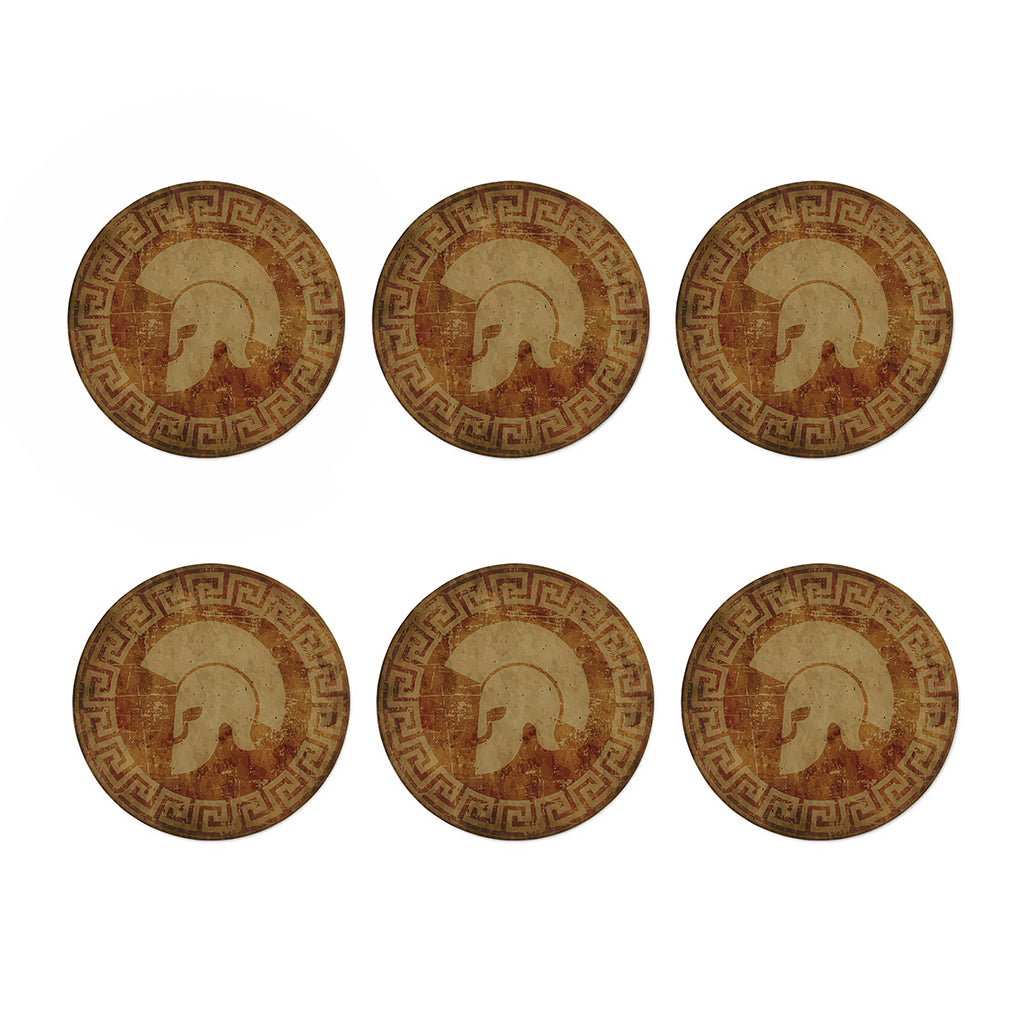 Ancient Spartan Helmet Print Coaster Set