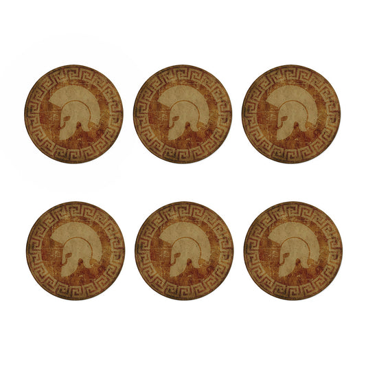 Ancient Spartan Helmet Print Coaster Set