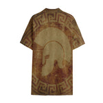 Ancient Spartan Helmet Print Cotton Hawaiian Shirt