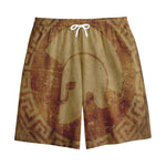 Ancient Spartan Helmet Print Cotton Shorts