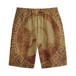 Ancient Spartan Helmet Print Cotton Shorts