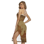 Ancient Spartan Helmet Print Cross Back Cami Dress