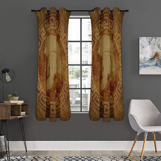 Ancient Spartan Helmet Print Curtain