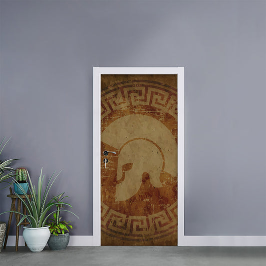 Ancient Spartan Helmet Print Door Sticker