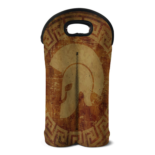 Ancient Spartan Helmet Print Double Neoprene Wine Tote
