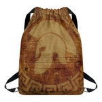 Ancient Spartan Helmet Print Drawstring Backpack