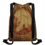 Ancient Spartan Helmet Print Drawstring Backpack
