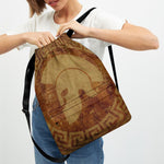 Ancient Spartan Helmet Print Drawstring Backpack