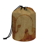Ancient Spartan Helmet Print Drawstring Makeup Bag