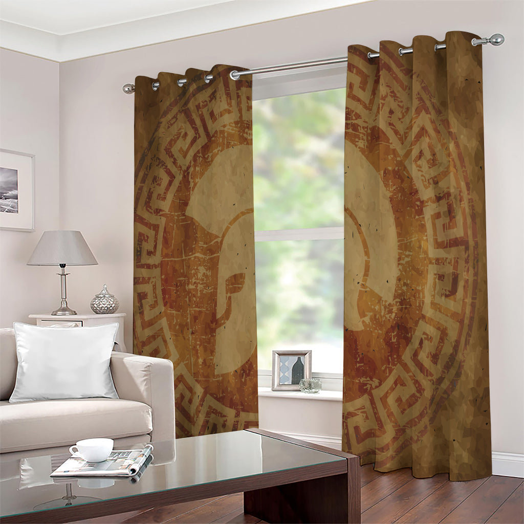 Ancient Spartan Helmet Print Extra Wide Grommet Curtains