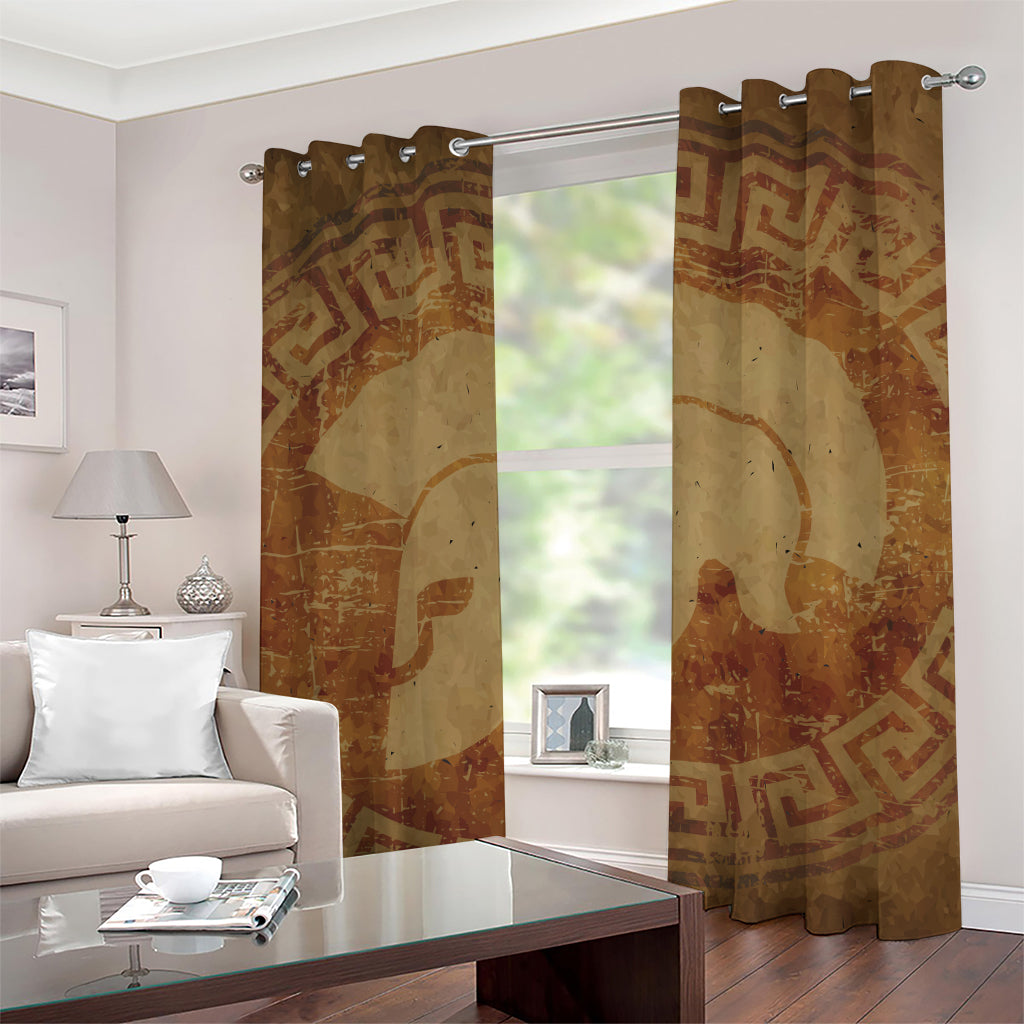 Ancient Spartan Helmet Print Grommet Curtains