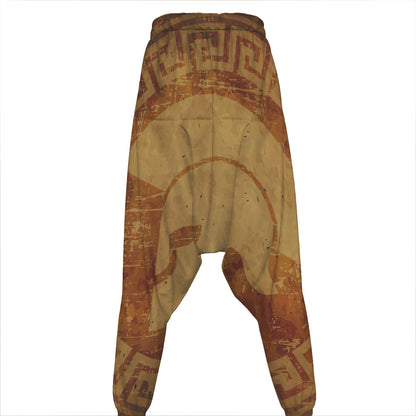 Ancient Spartan Helmet Print Hammer Pants