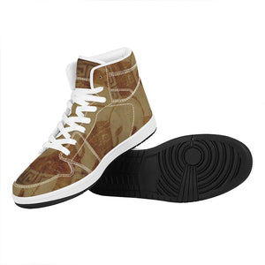 Ancient Spartan Helmet Print High Top Leather Sneakers