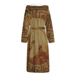 Ancient Spartan Helmet Print Hooded Bathrobe