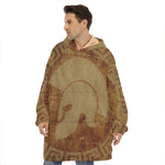 Ancient Spartan Helmet Print Hoodie Blanket