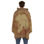 Ancient Spartan Helmet Print Hoodie Blanket