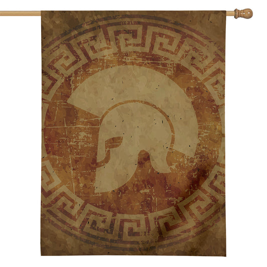 Ancient Spartan Helmet Print House Flag