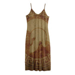 Ancient Spartan Helmet Print Jersey Midi Cami Dress