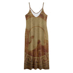 Ancient Spartan Helmet Print Jersey Midi Cami Dress