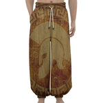 Ancient Spartan Helmet Print Lantern Pants
