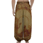 Ancient Spartan Helmet Print Lantern Pants