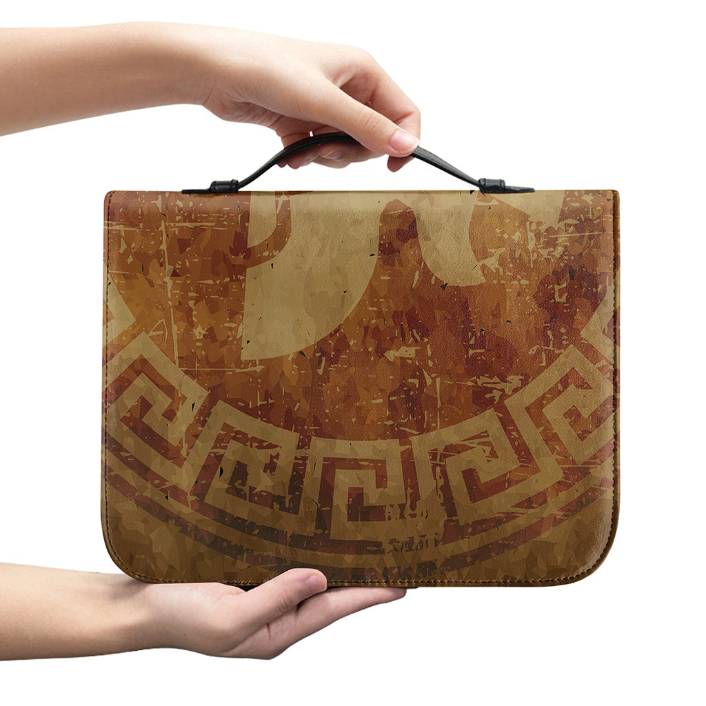 Ancient Spartan Helmet Print Leather Bible Cover