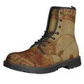Ancient Spartan Helmet Print Lace-Up Boots