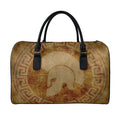 Ancient Spartan Helmet Print Leather Duffel Bag