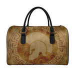 Ancient Spartan Helmet Print Leather Duffle Bag