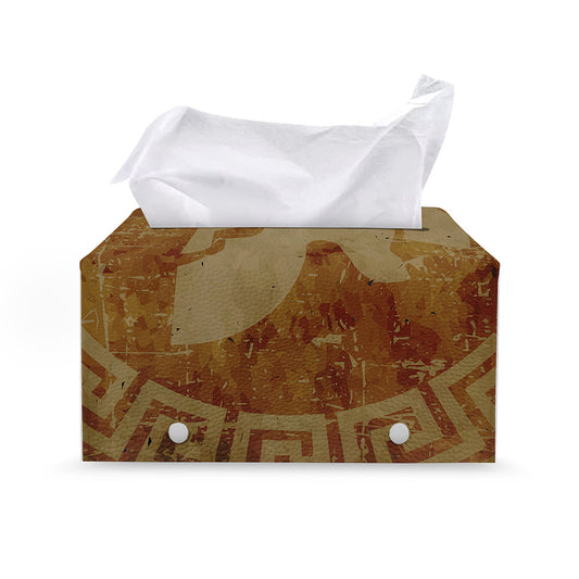 Ancient Spartan Helmet Print Leather Tissue Box Cover