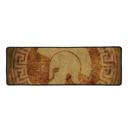 Ancient Spartan Helmet Print Long Kitchen Mat