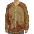 Ancient Spartan Helmet Print Long Sleeve Baseball Jersey