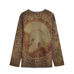 Ancient Spartan Helmet Print Long Sleeve Short Coat