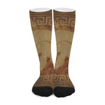 Ancient Spartan Helmet Print Long Socks