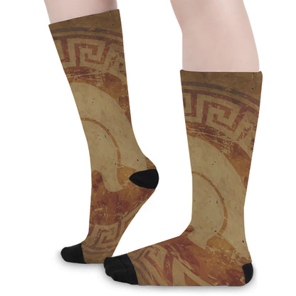 Ancient Spartan Helmet Print Long Socks