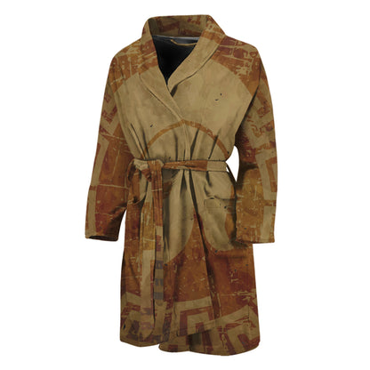 Ancient Spartan Helmet Print Men's Bathrobe