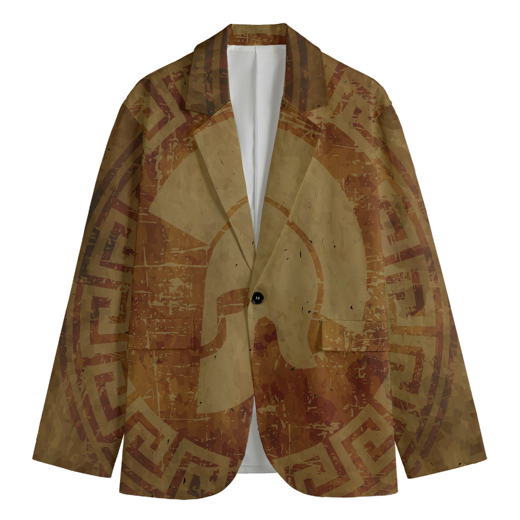 Ancient Spartan Helmet Print Men's Blazer