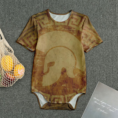 Ancient Spartan Helmet Print Men's Bodysuit