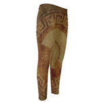 Ancient Spartan Helmet Print Men's Compression Pants