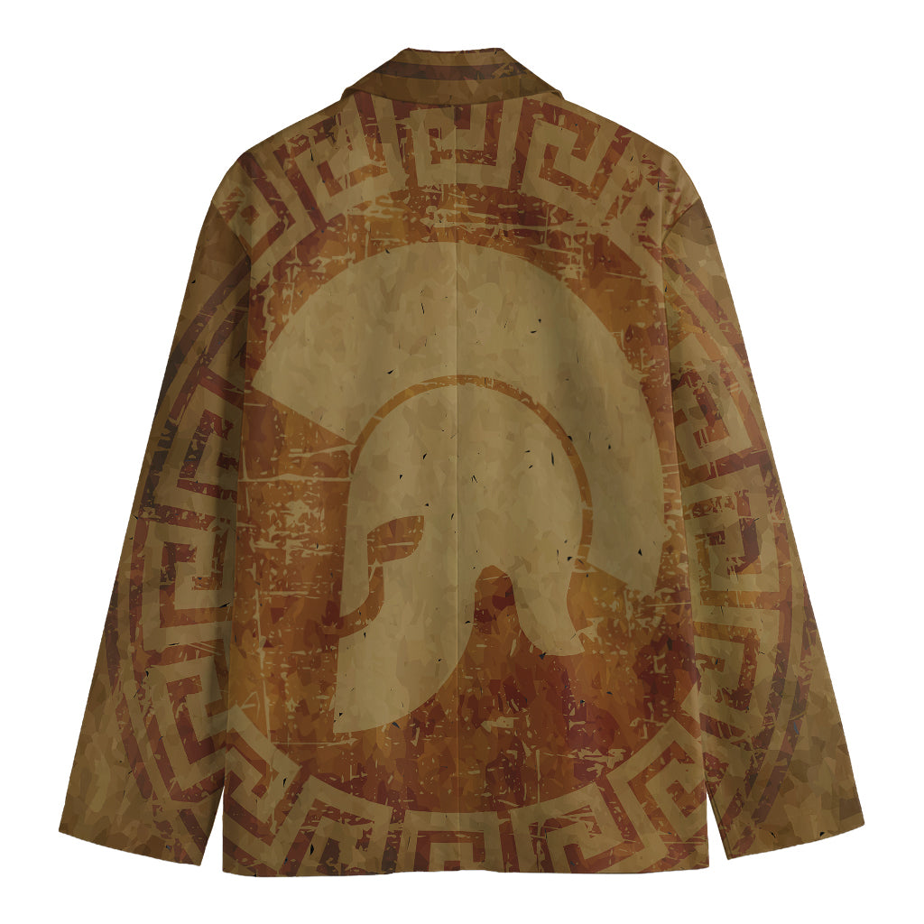 Ancient Spartan Helmet Print Men's Cotton Blazer