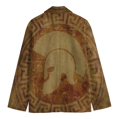Ancient Spartan Helmet Print Men's Cotton Blazer