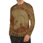 Ancient Spartan Helmet Print Men's Long Sleeve Rash Guard