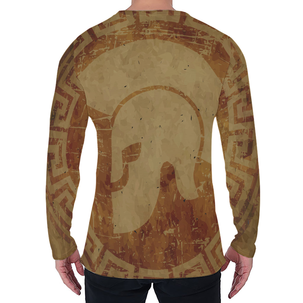 Ancient Spartan Helmet Print Men's Long Sleeve T-Shirt