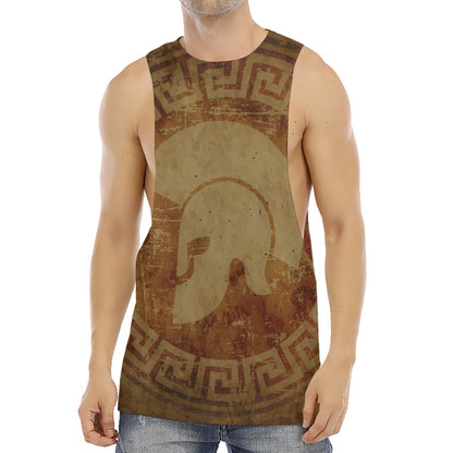 Ancient Spartan Helmet Print Men's Muscle Tank Top