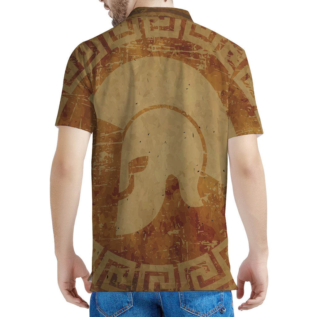 Ancient Spartan Helmet Print Men's Polo Shirt