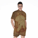Ancient Spartan Helmet Print Men's Rompers