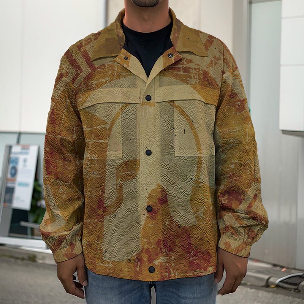 Ancient Spartan Helmet Print Men's Shirt Jacket