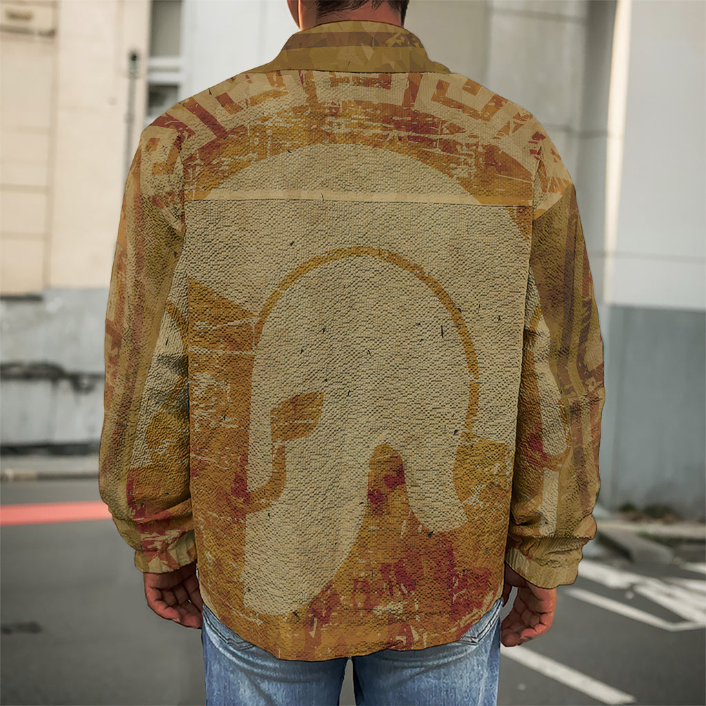 Ancient Spartan Helmet Print Men's Shirt Jacket